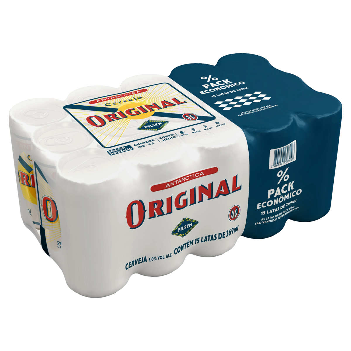 Pack Cerveja Pilsen Antarctica Original Lata 15 Unidades 269ml