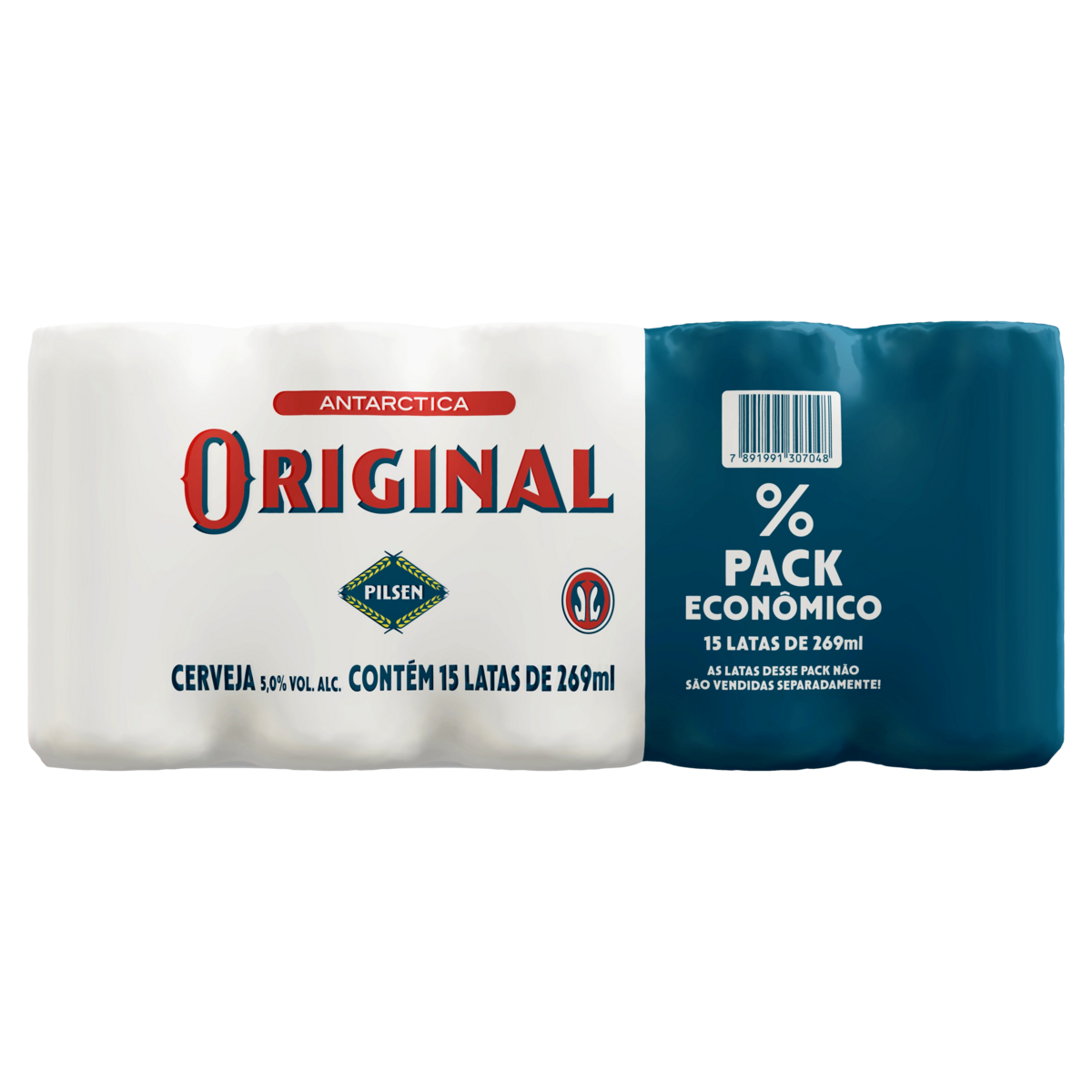Pack Cerveja Pilsen Antarctica Original Lata 15 Unidades 269ml